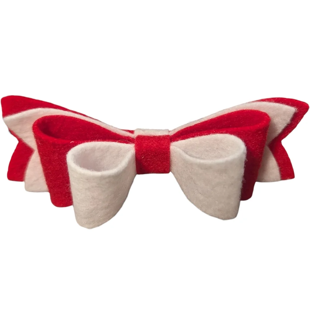 Red & White Felt Hair Bow Clip